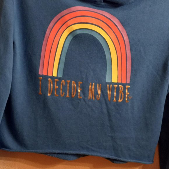 Girls Justice Blue Crop Hoodies Vibe Rainbow sweatshirt size 10 - Picture 2 of 4